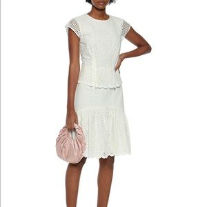 Annika broderie anglaise white cotton peplum dress